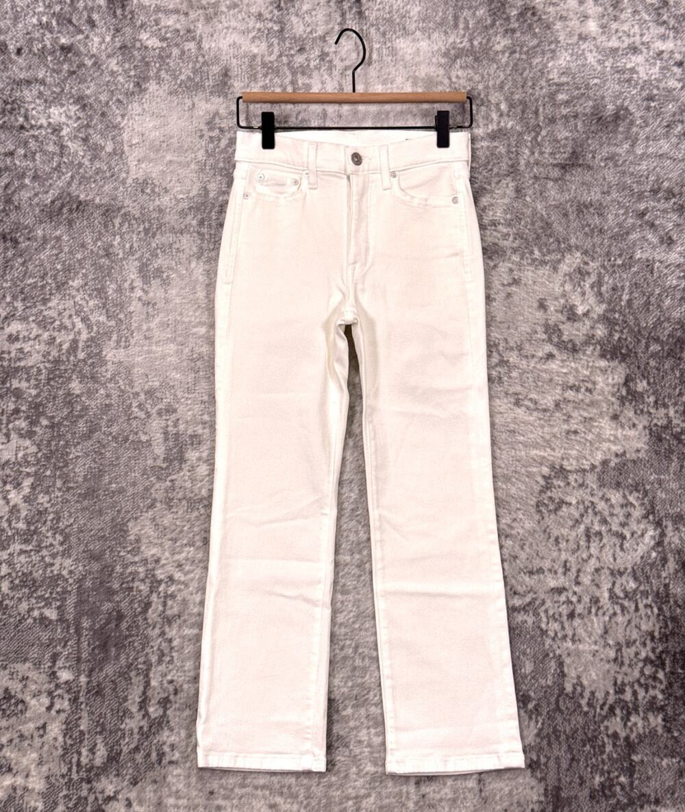 AYR The Pop Jeans 25 Short Womens Mid Rise Straight White Denim